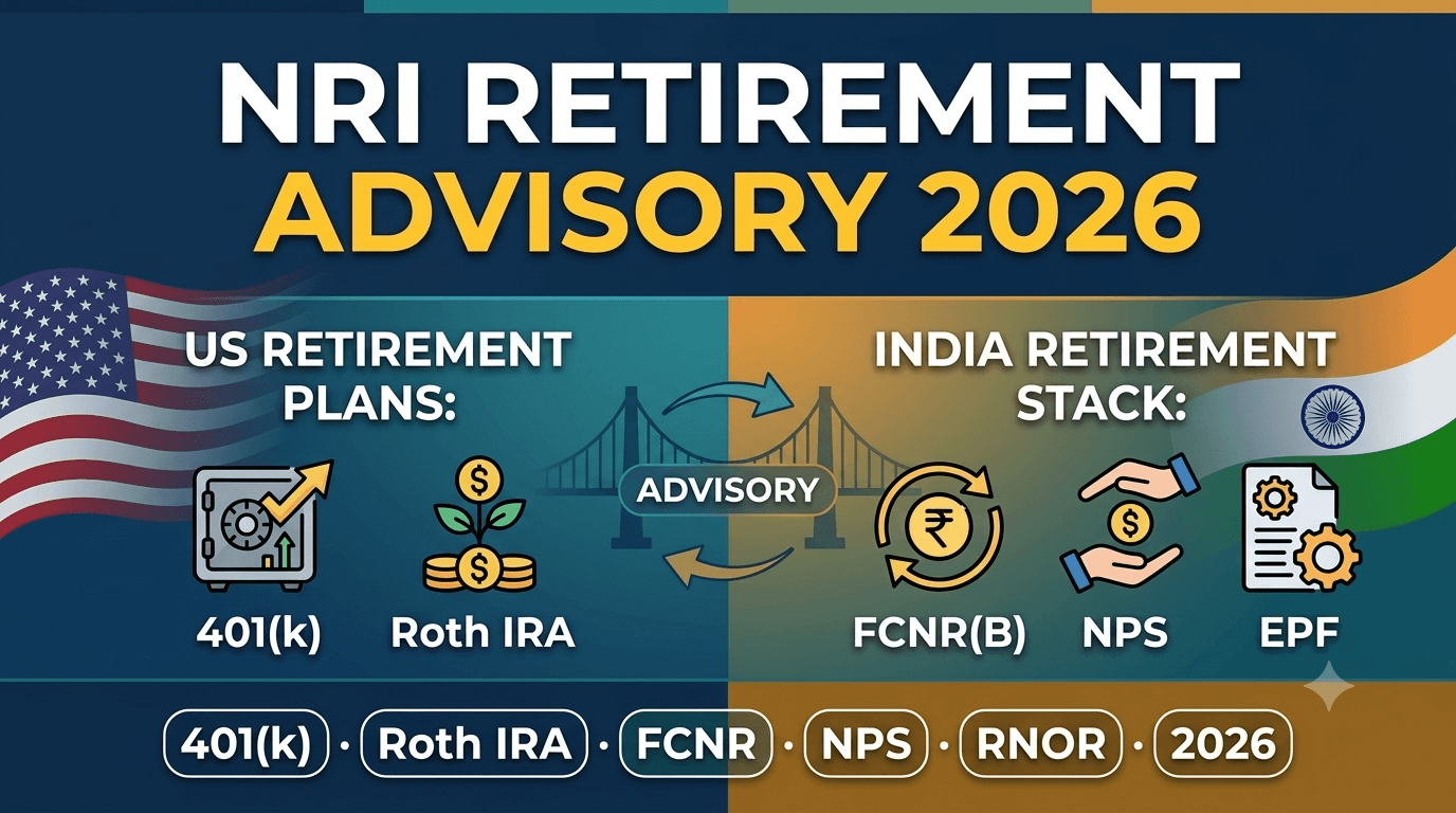 NRI Retirement Advisory in India 2026: 401(k), Roth IRA, FCNR & Pension Planning