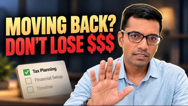 YouTube thumbnail for the Desi Return explainer on the biggest tax mistake NRIs make before leaving the US