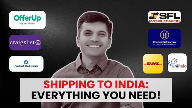 Decision table for shipping household goods to India from USA, UK, or Canada with LCL, FCL, air freight, customs, and Transfer of Residence checks